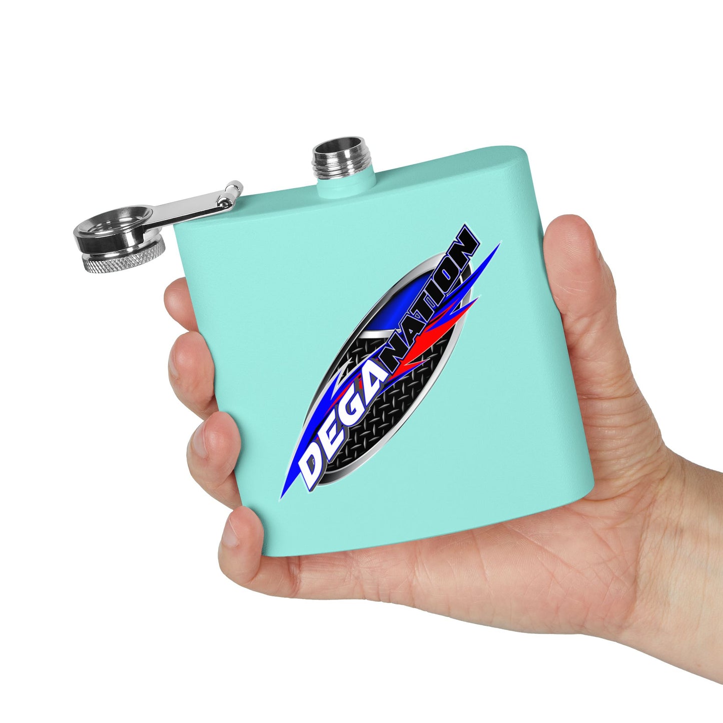 Personalized Deganation Stainless Steel Flask - 6oz Engraved Drinkware for Sports Enthusiasts