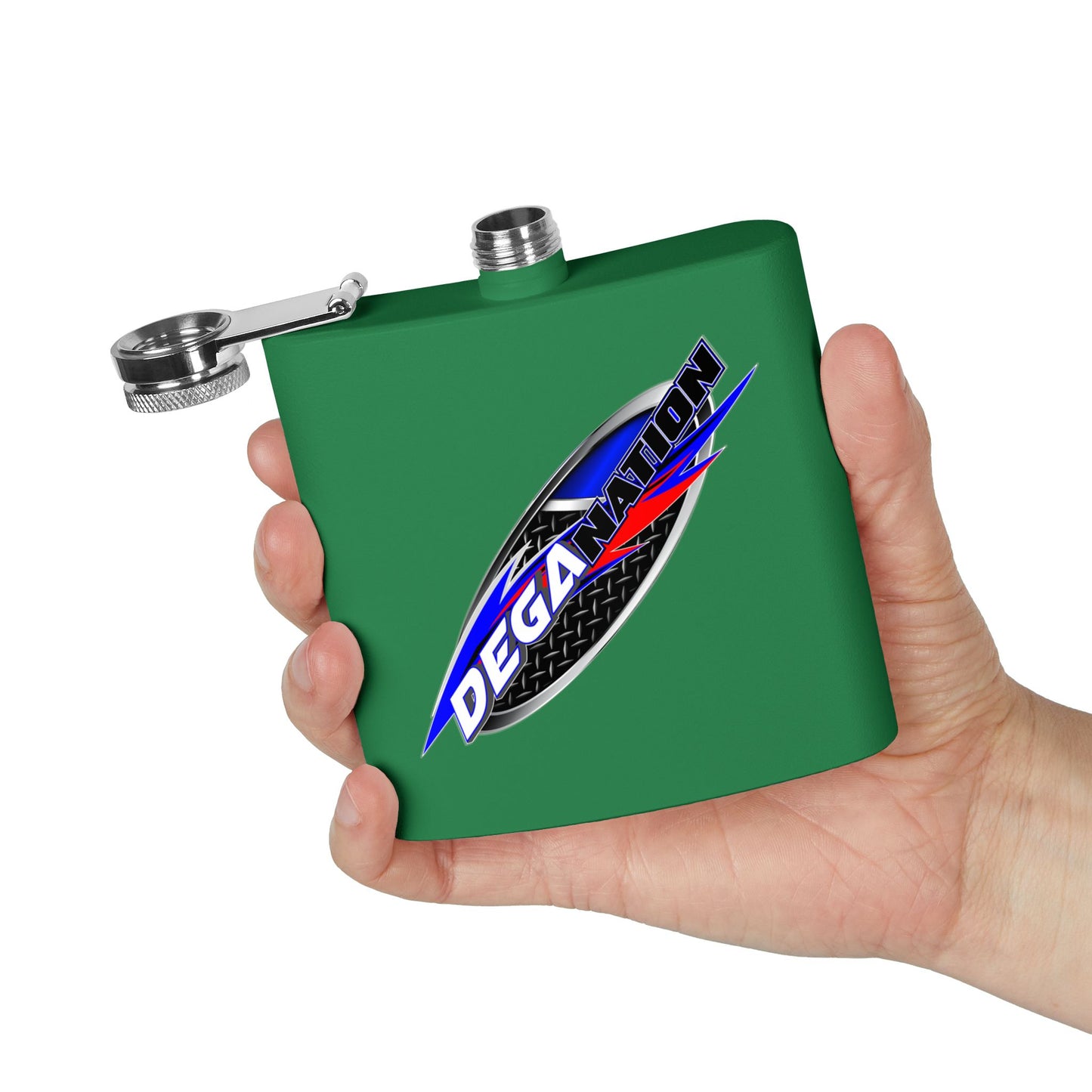 Personalized Deganation Stainless Steel Flask - 6oz Engraved Drinkware for Sports Enthusiasts
