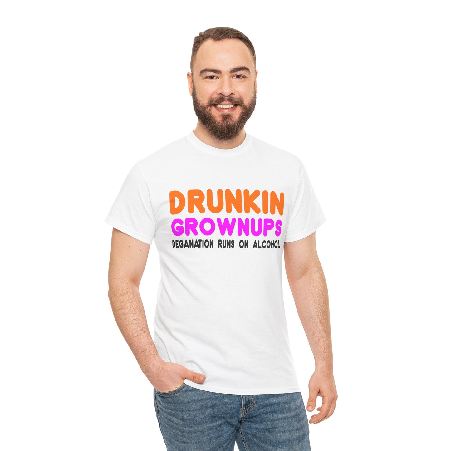 Funny Unisex Heavy Cotton Tee - "Drunkin Grownups" Graphic T-Shirt, Gift for Adults, Party Wear, Humor Shirt, Alcohol Lovers Tee