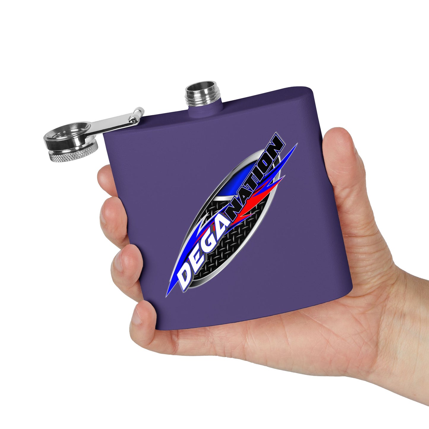 Personalized Deganation Stainless Steel Flask - 6oz Engraved Drinkware for Sports Enthusiasts