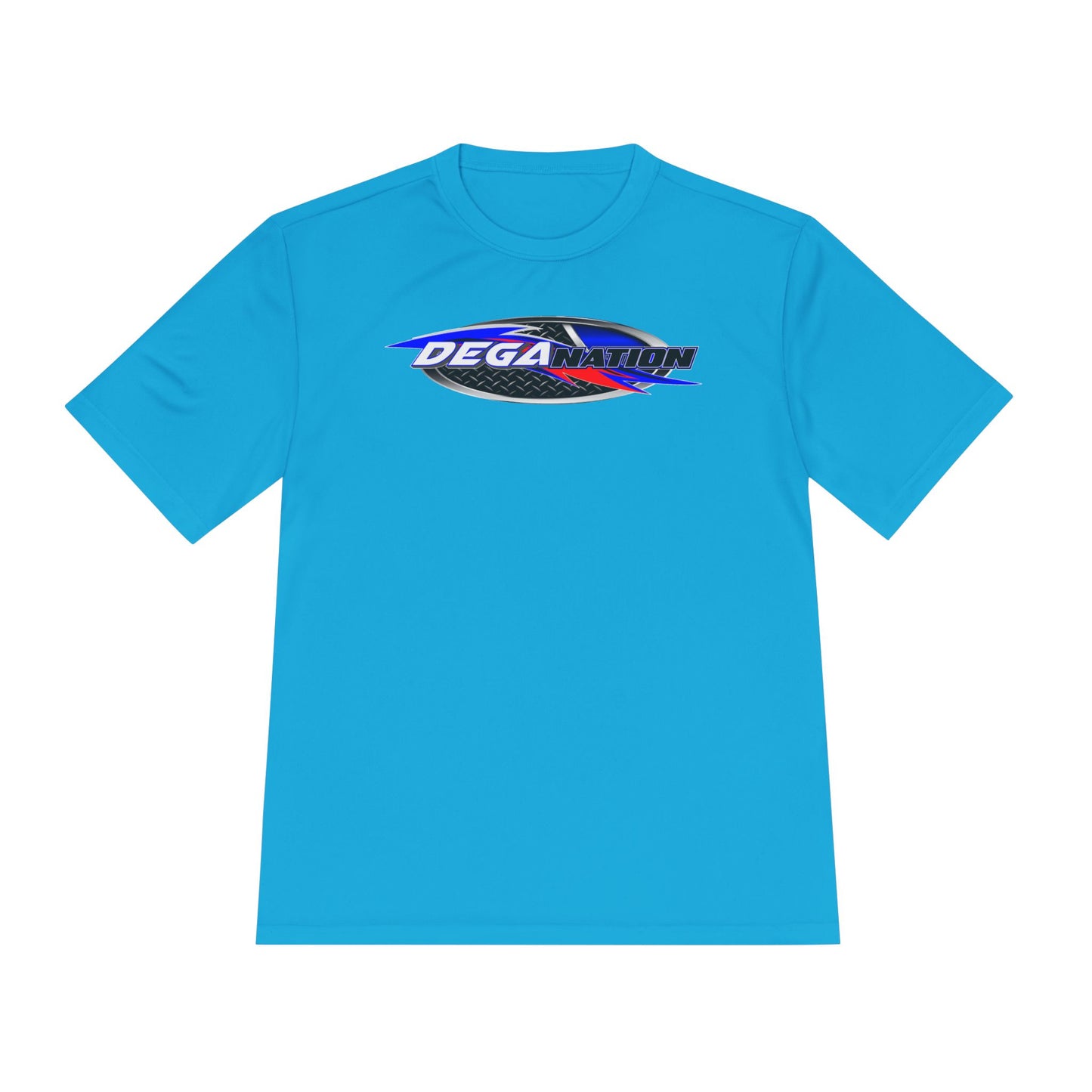 Sporty Unisex Moisture Wicking Tee with DEGA Design, Activewear, Workout T-Shirt, Gift for Athletes, Casual Summer Top