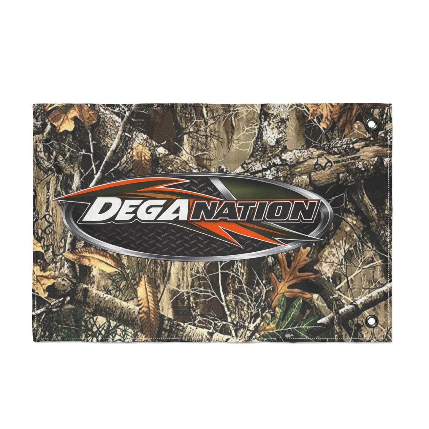 DegaNation Camo Double-Sided Flag — Outdoor Hunting & Truck Banner