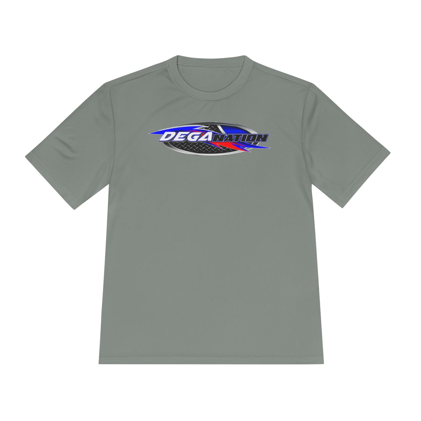 Sporty Unisex Moisture Wicking Tee with DEGA Design, Activewear, Workout T-Shirt, Gift for Athletes, Casual Summer Top