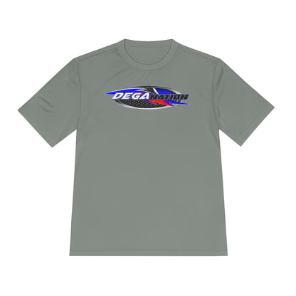 Sporty Unisex Moisture Wicking Tee with DEGA Design, Activewear, Workout T-Shirt, Gift for Athletes, Casual Summer Top