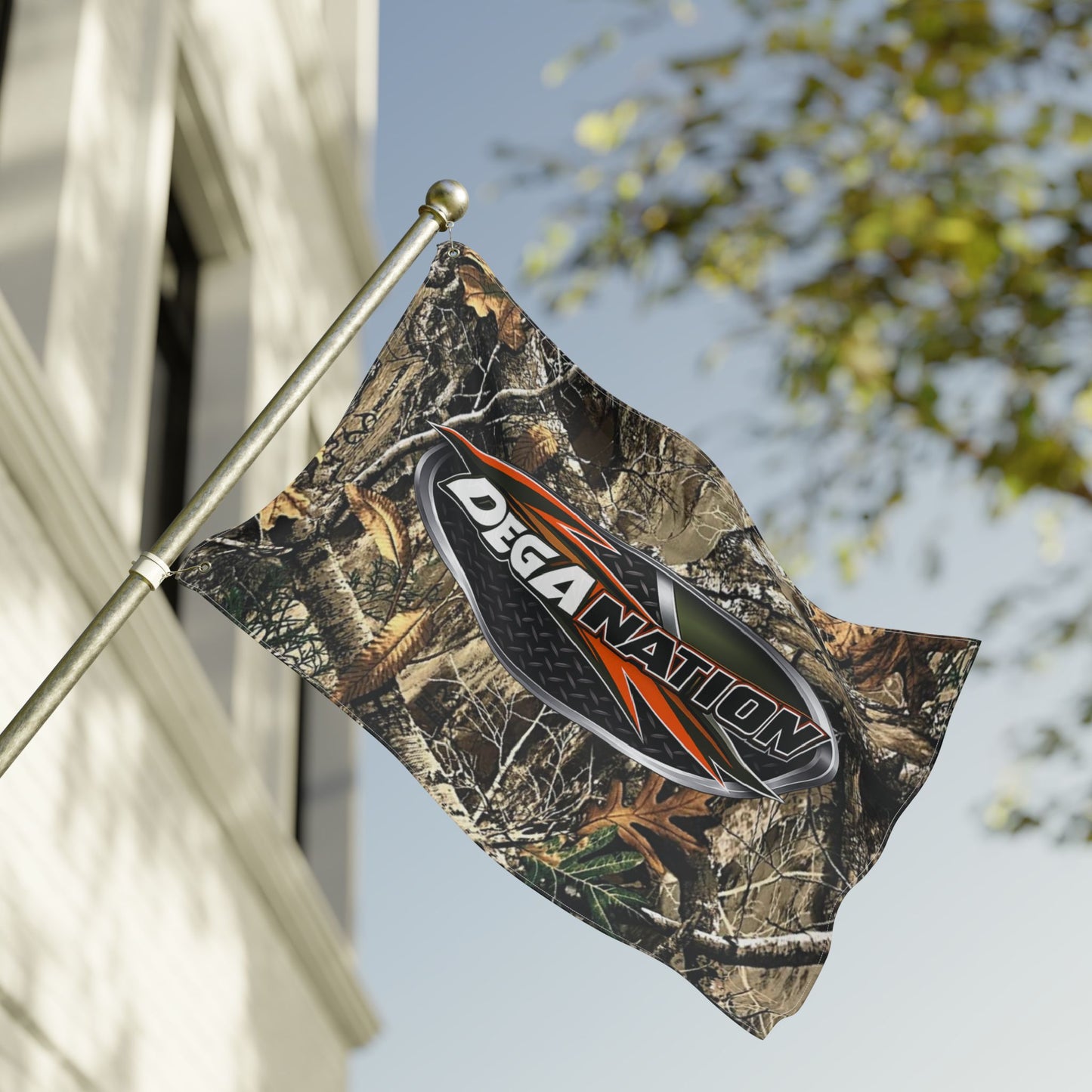 DegaNation Camo Double-Sided Flag — Outdoor Hunting & Truck Banner