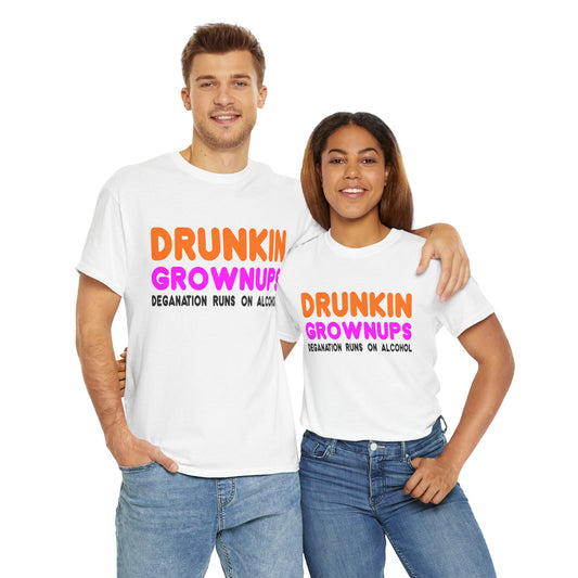 Funny Unisex Heavy Cotton Tee - "Drunkin Grownups" Graphic T-Shirt, Gift for Adults, Party Wear, Humor Shirt, Alcohol Lovers Tee