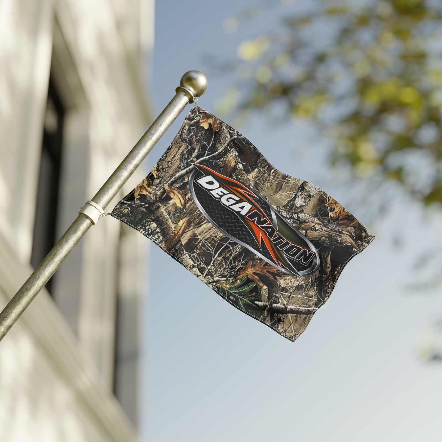 DegaNation Camo Double-Sided Flag — Outdoor Hunting & Truck Banner