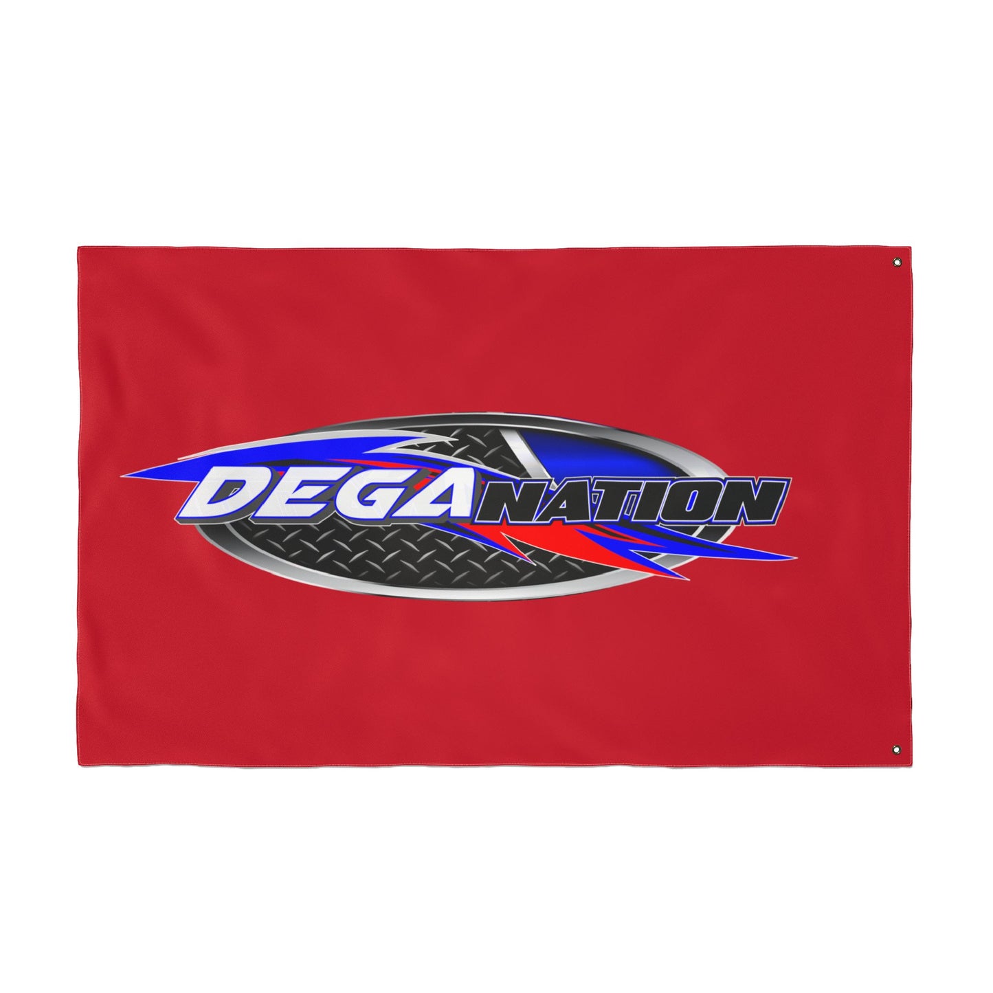 Deganation Racing Flag — Double-Sided Red Motorsport Banner