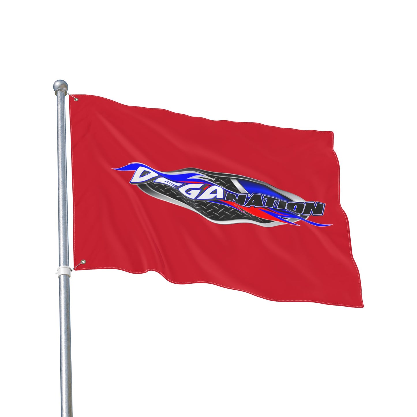 Deganation Racing Flag — Double-Sided Red Motorsport Banner