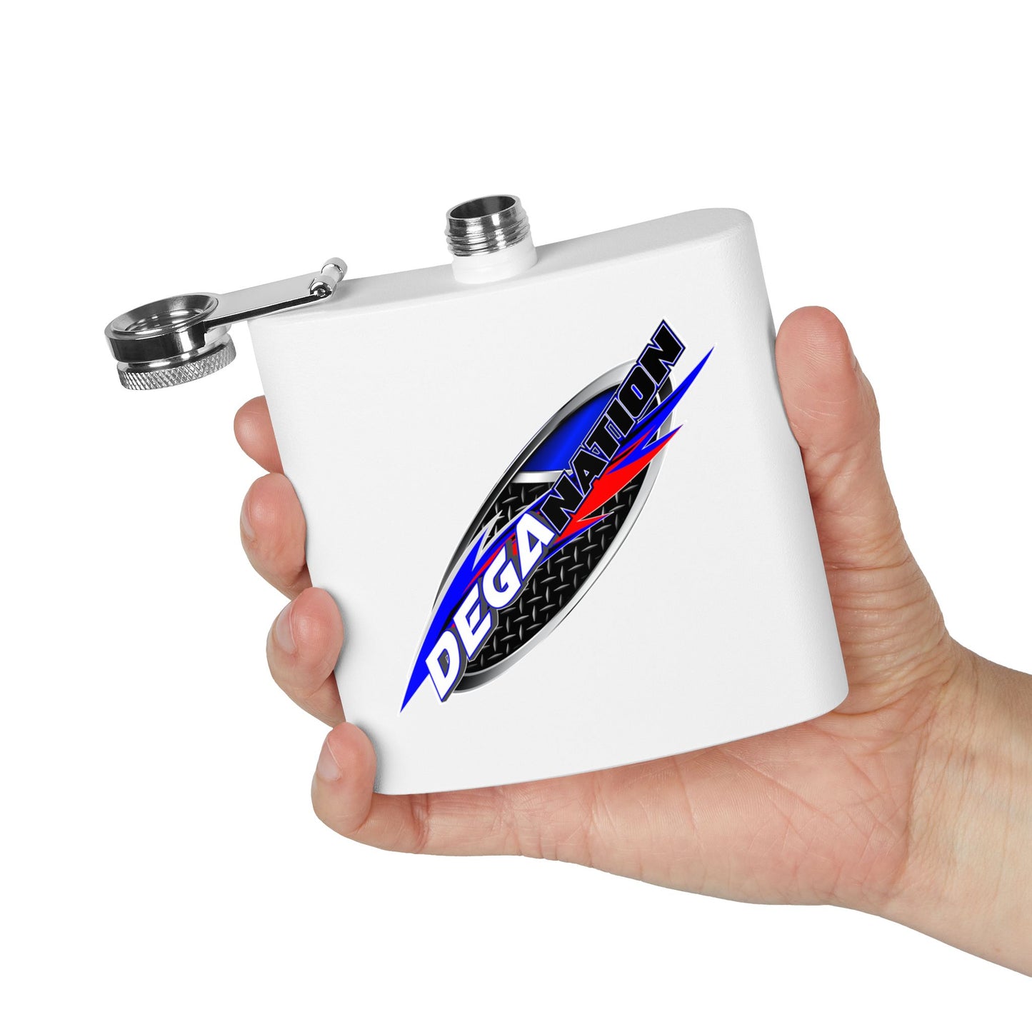 Personalized Deganation Stainless Steel Flask - 6oz Engraved Drinkware for Sports Enthusiasts