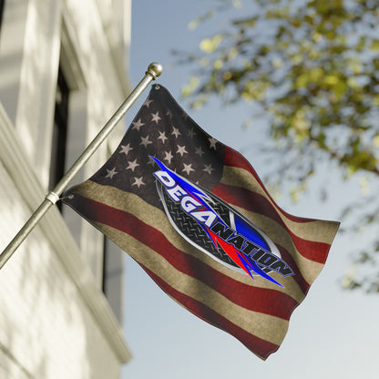 Double-Sided Flag – American Flag with DEGA Nation Logo (Patriotic Racing Banner)