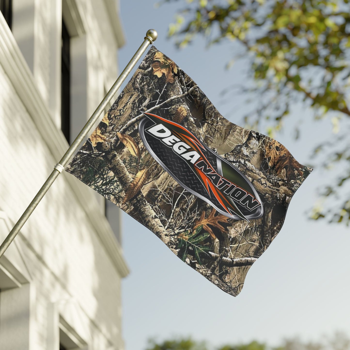 DegaNation Camo Double-Sided Flag — Outdoor Hunting & Truck Banner