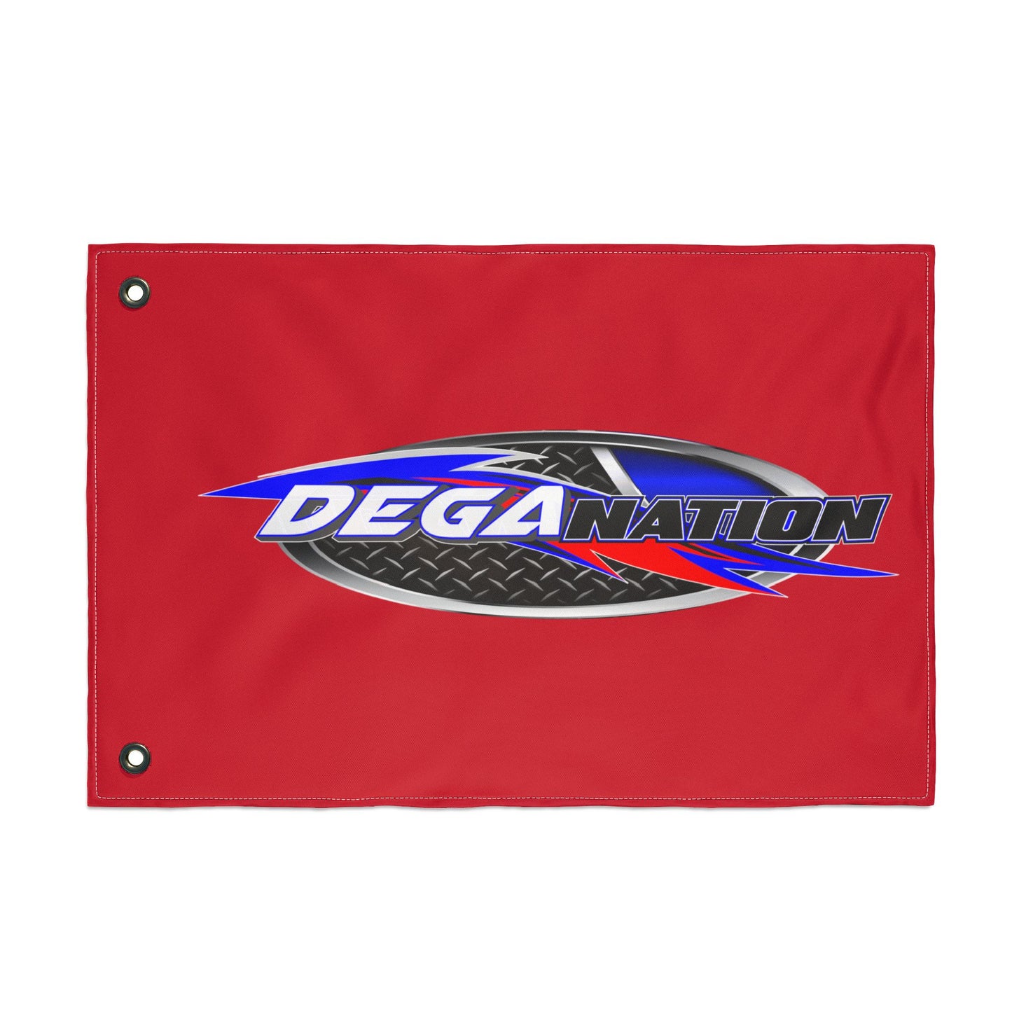 Deganation Racing Flag — Double-Sided Red Motorsport Banner