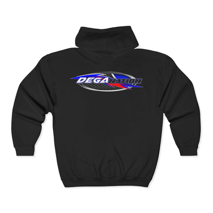 DEGA Nation Full Zip Hoodie - Unisex Athletic Sweatshirt for Race Fans