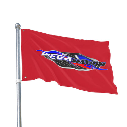 Deganation Racing Flag — Double-Sided Red Motorsport Banner