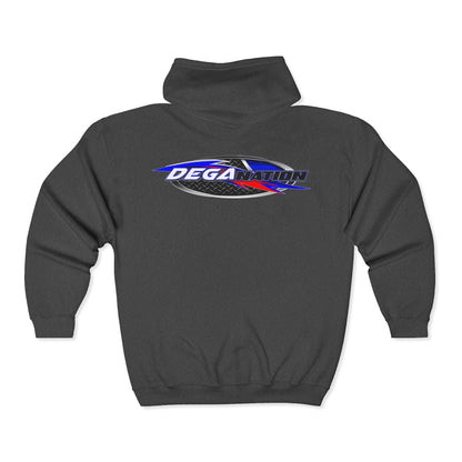 DEGA Nation Full Zip Hoodie - Unisex Athletic Sweatshirt for Race Fans