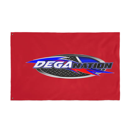 Deganation Racing Flag — Double-Sided Red Motorsport Banner