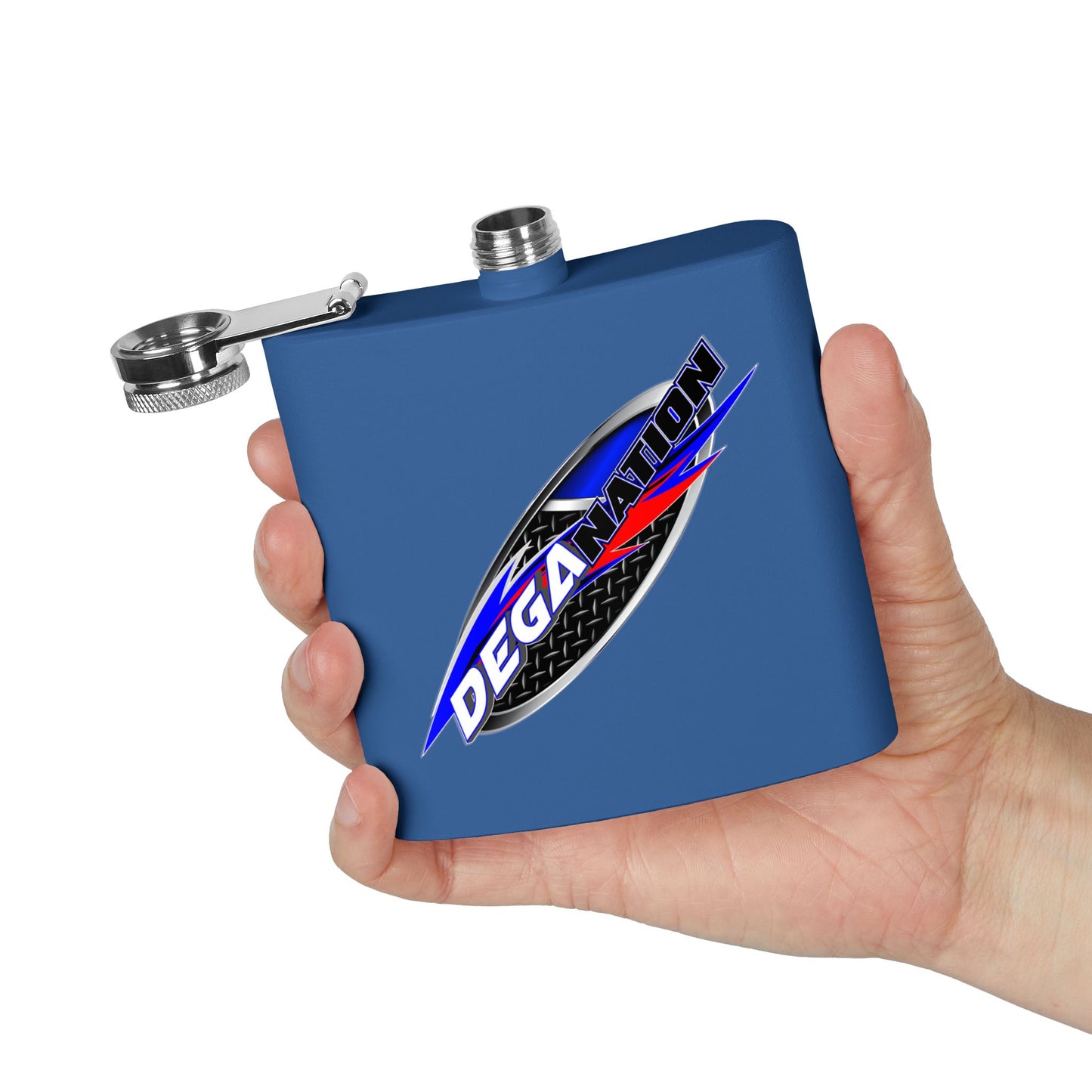 Personalized Deganation Stainless Steel Flask - 6oz Engraved Drinkware for Sports Enthusiasts
