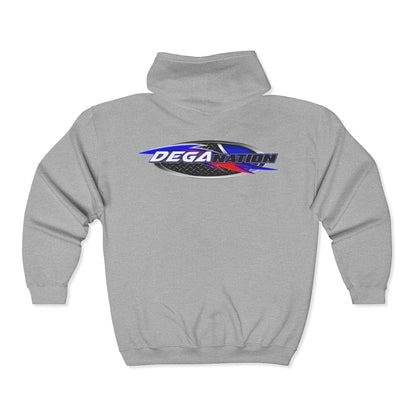 DEGA Nation Full Zip Hoodie - Unisex Athletic Sweatshirt for Race Fans