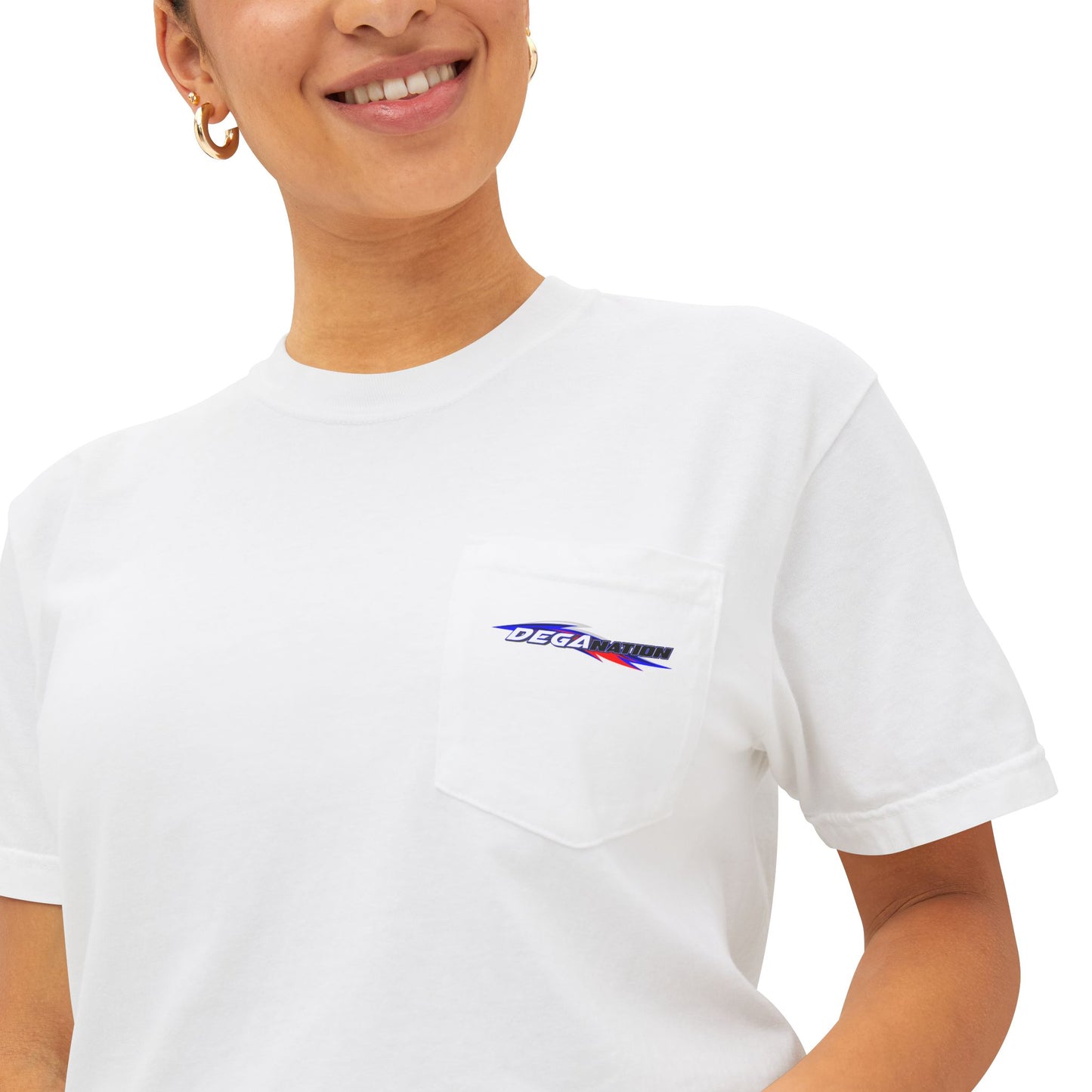 Dega Nation Unisex Pocket T-Shirt | Cool Casual Wear, Summer Outfit, Gift for Car Lovers, Graphic Tee, Everyday Comfort
