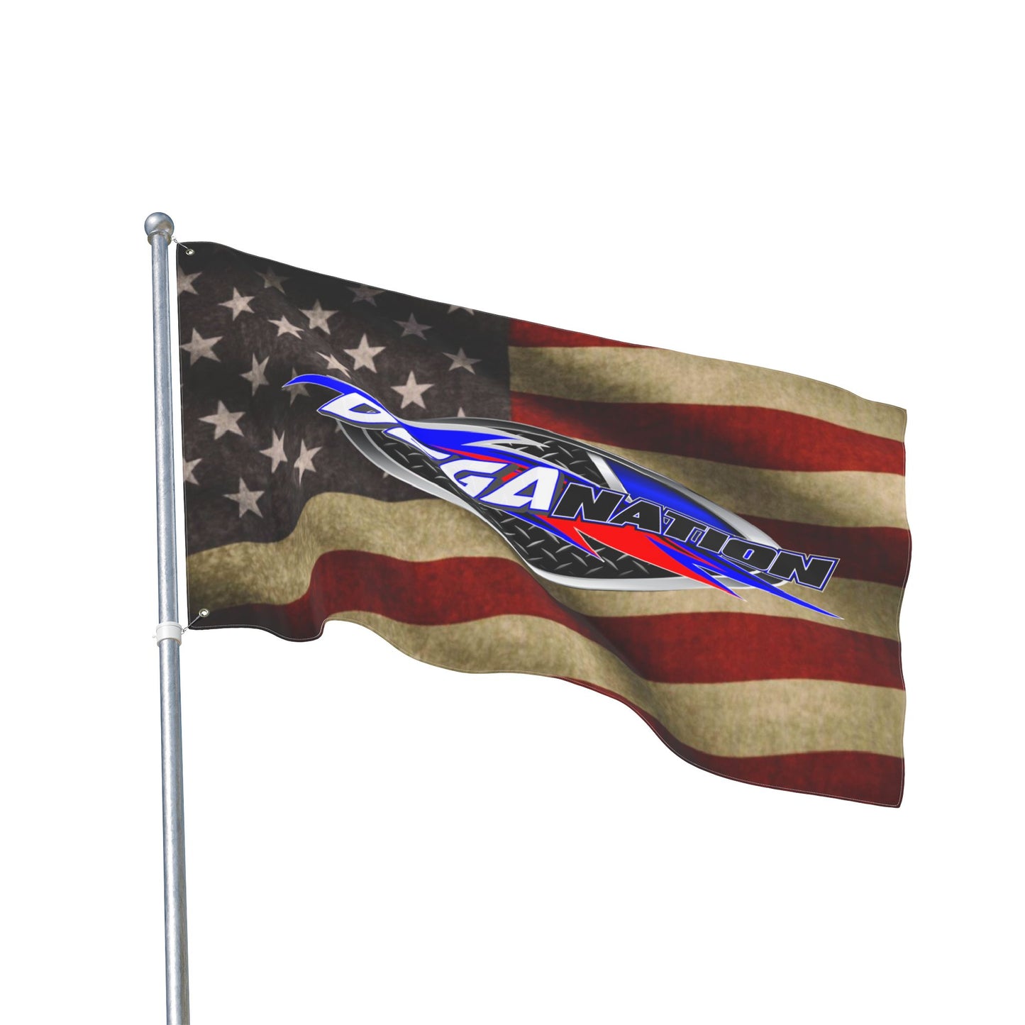 Double-Sided Flag – American Flag with DEGA Nation Logo (Patriotic Racing Banner)