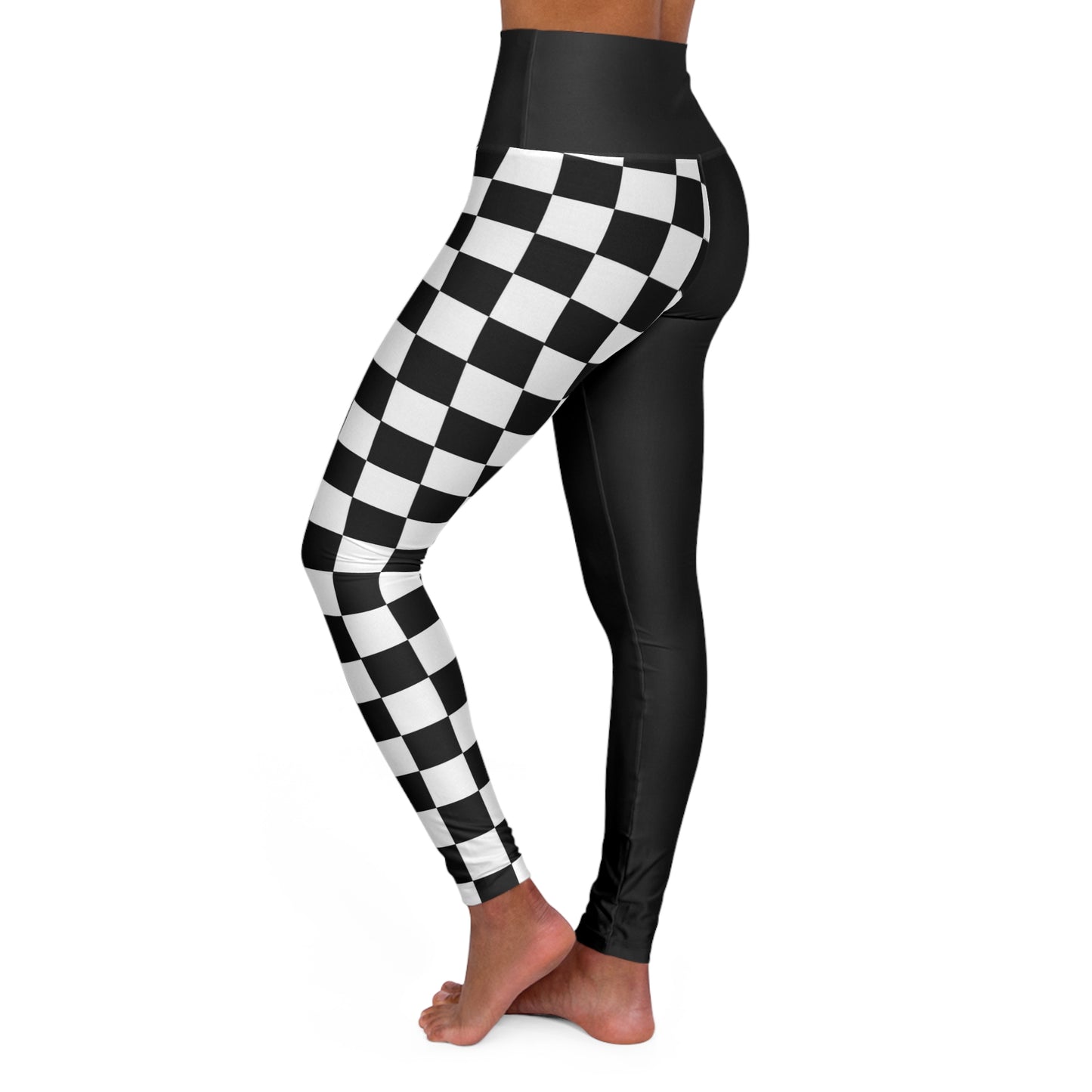 Trendy High Waisted Yoga Leggings, Checkered Print, Exercise Wear, Gift for Fitness Lovers, Stylish Athleisure