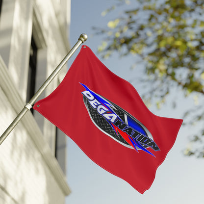 Deganation Racing Flag — Double-Sided Red Motorsport Banner