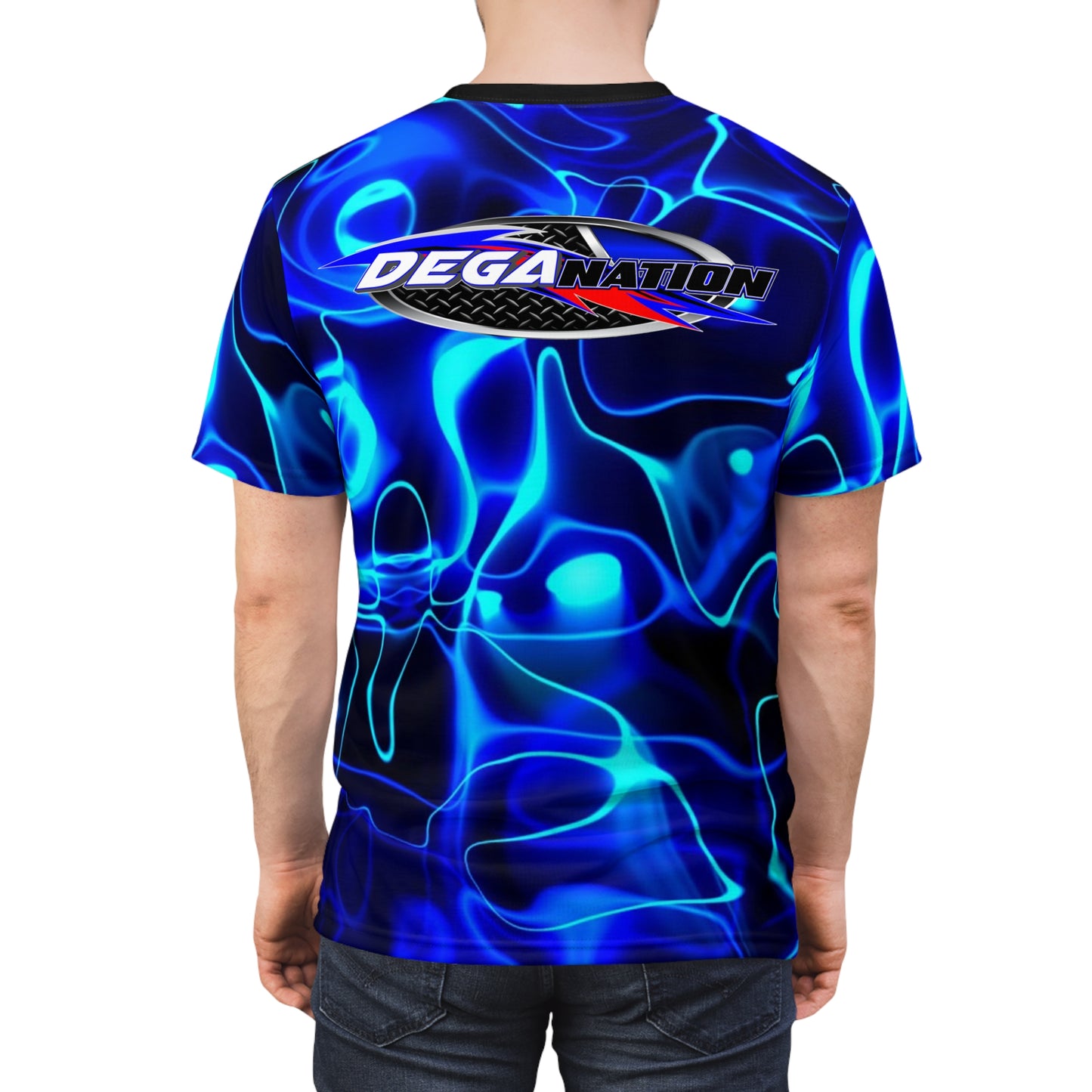DegaNation Blue Liquid Wave All-Over Print Tee