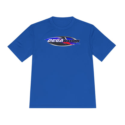 Sporty Unisex Moisture Wicking Tee with DEGA Design, Activewear, Workout T-Shirt, Gift for Athletes, Casual Summer Top