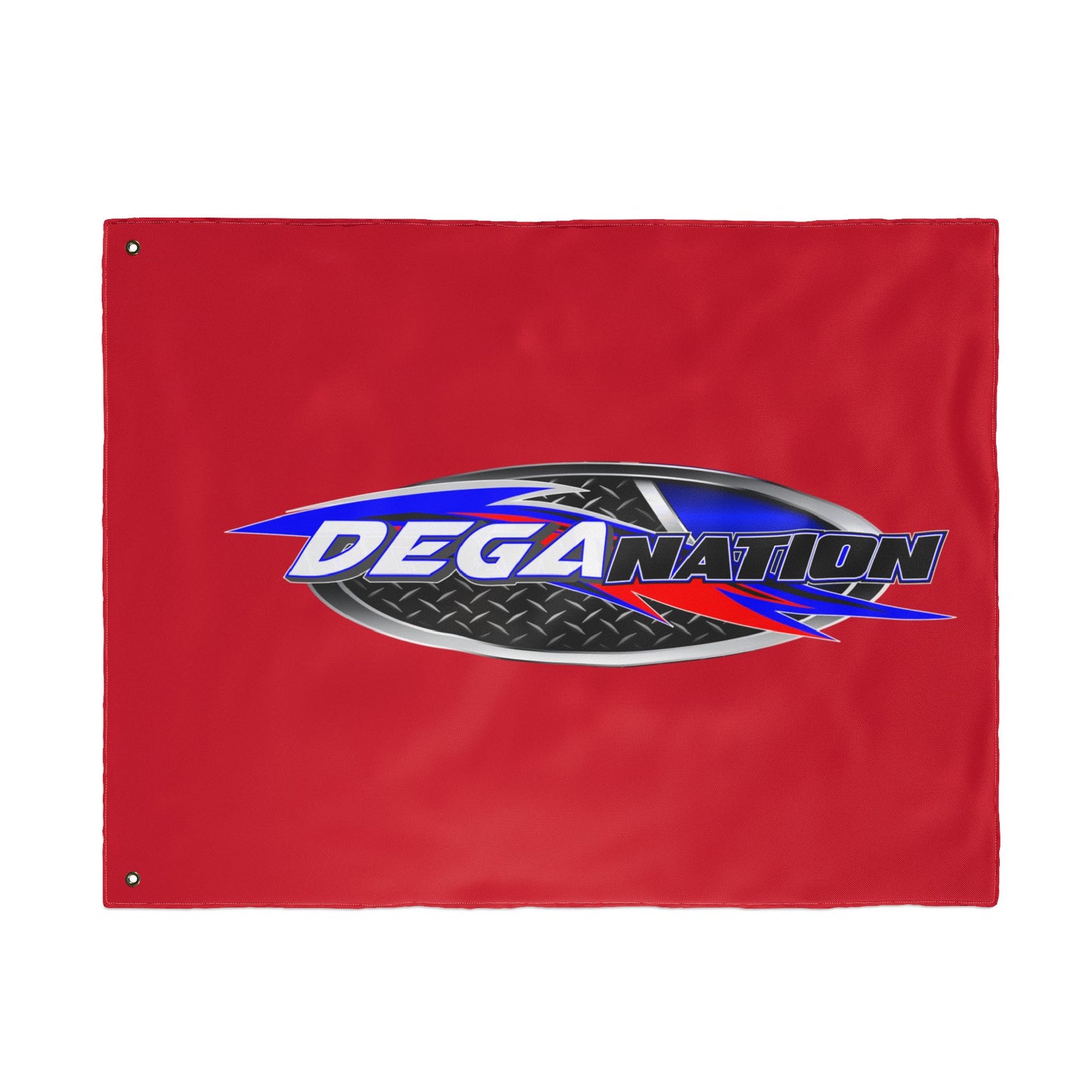 Deganation Racing Flag — Double-Sided Red Motorsport Banner