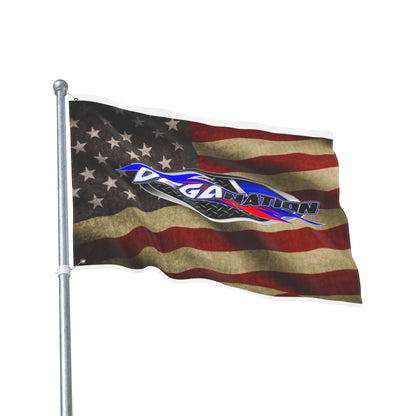 Double-Sided Flag – American Flag with DEGA Nation Logo (Patriotic Racing Banner)