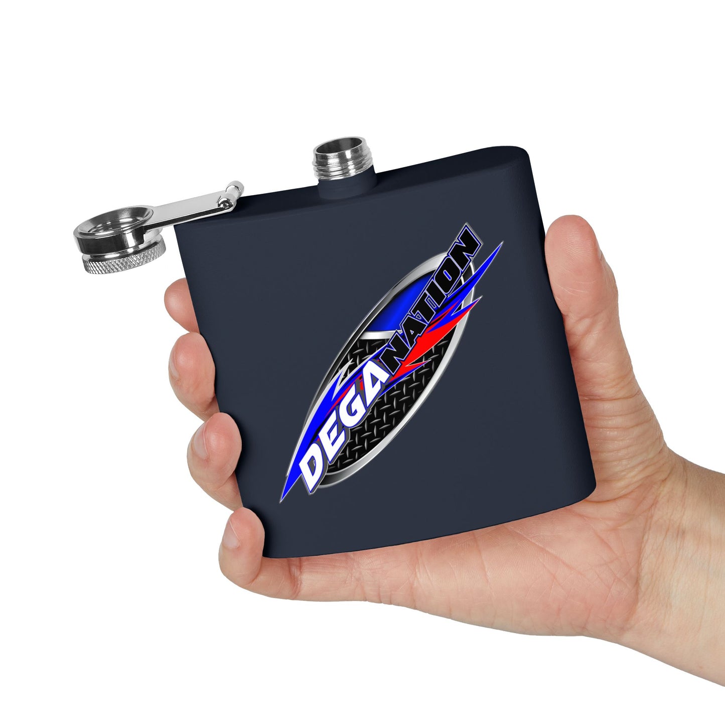 Personalized Deganation Stainless Steel Flask - 6oz Engraved Drinkware for Sports Enthusiasts