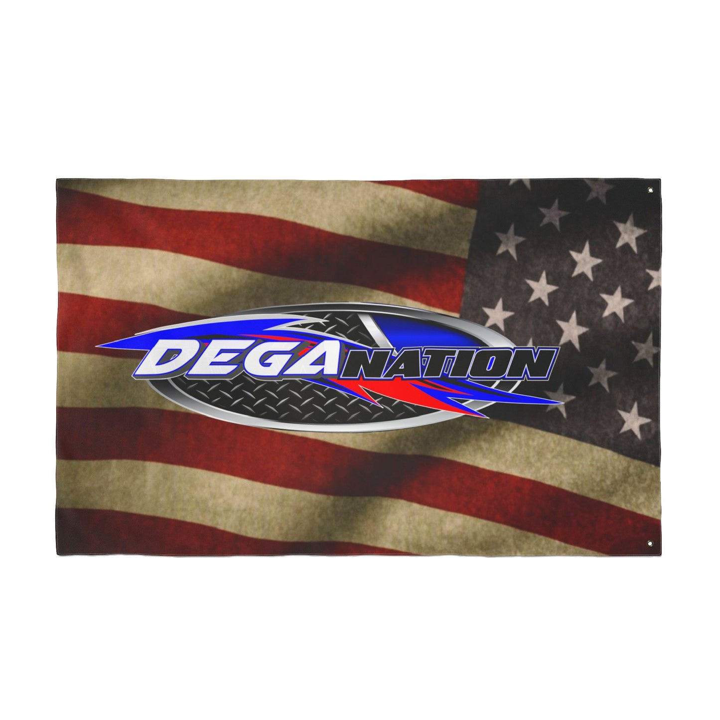 Double-Sided Flag – American Flag with DEGA Nation Logo (Patriotic Racing Banner)
