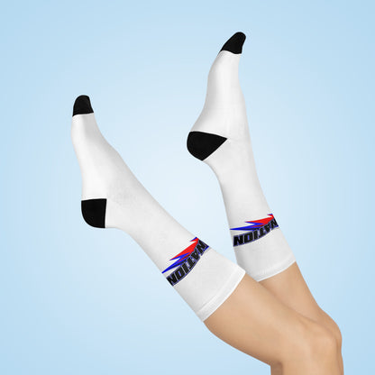 Mega Nation Cushioned Crew Socks | Comfy Sports Socks for Active Lifestyle, Gift for Sports Lovers, Casual Wear, Men's & Women's Socks