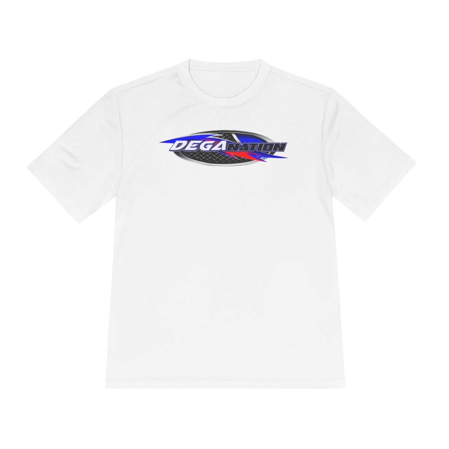 Sporty Unisex Moisture Wicking Tee with DEGA Design, Activewear, Workout T-Shirt, Gift for Athletes, Casual Summer Top
