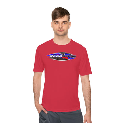 Sporty Unisex Moisture Wicking Tee with DEGA Design, Activewear, Workout T-Shirt, Gift for Athletes, Casual Summer Top
