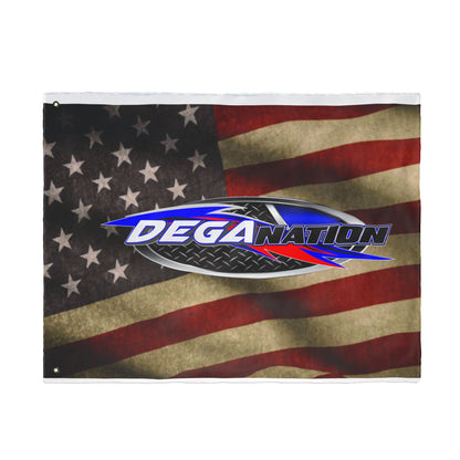 Double-Sided Flag – American Flag with DEGA Nation Logo (Patriotic Racing Banner)