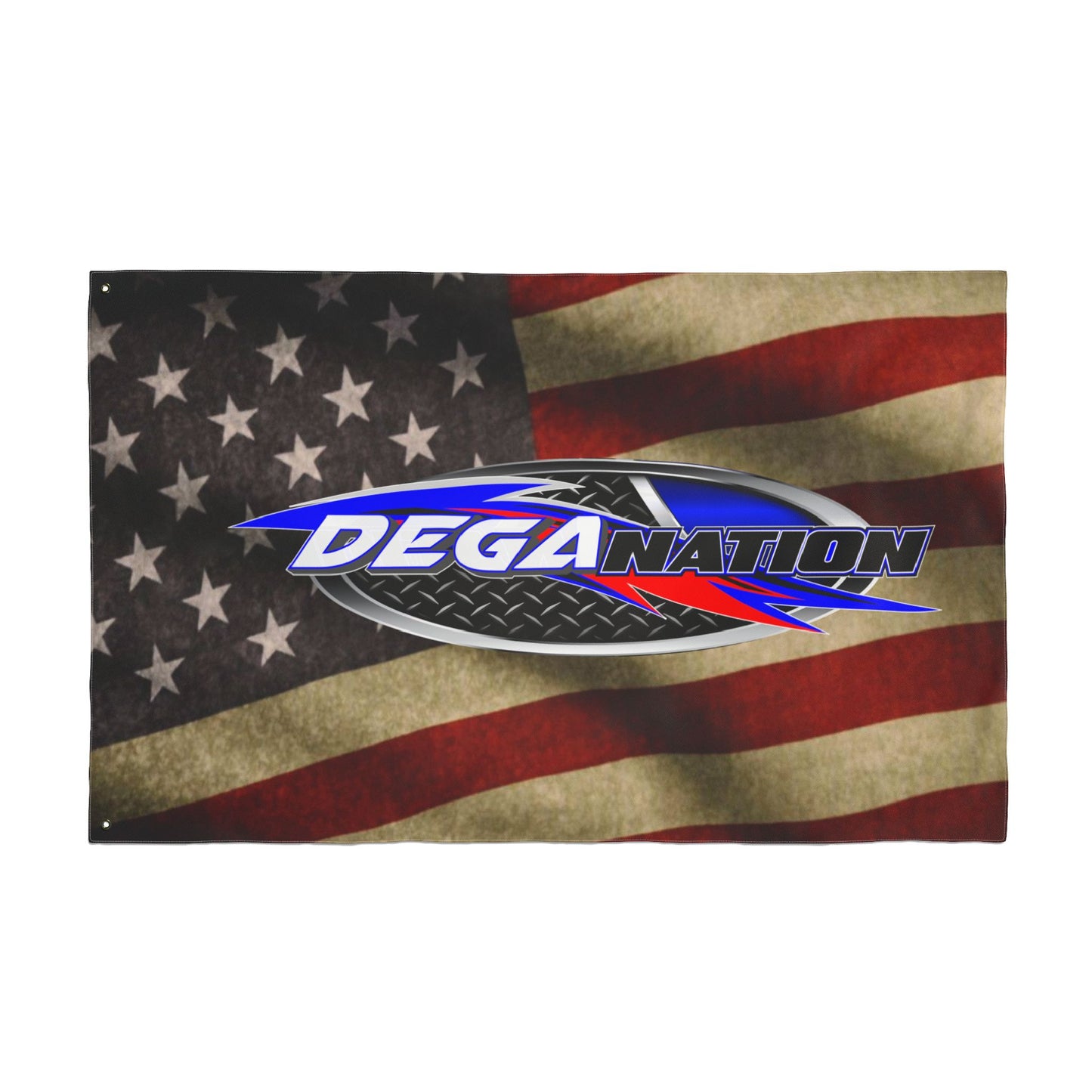 Double-Sided Flag – American Flag with DEGA Nation Logo (Patriotic Racing Banner)