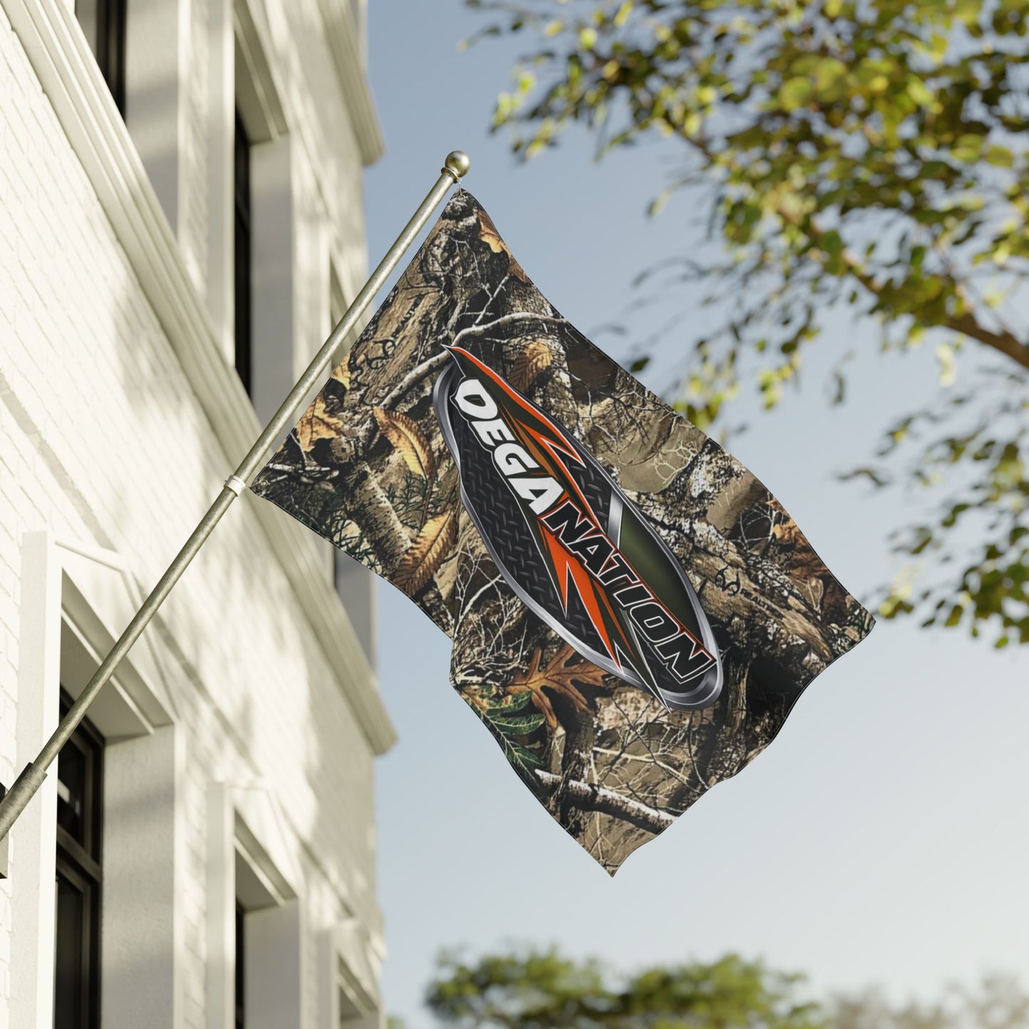DegaNation Camo Double-Sided Flag — Outdoor Hunting & Truck Banner