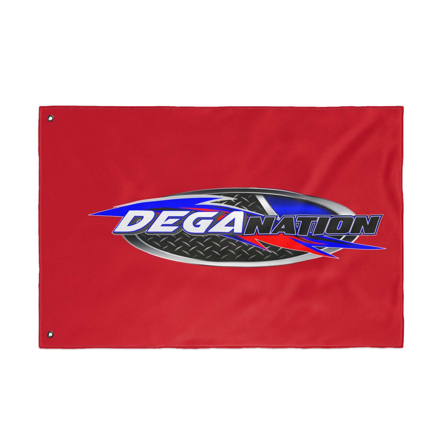 Deganation Racing Flag — Double-Sided Red Motorsport Banner